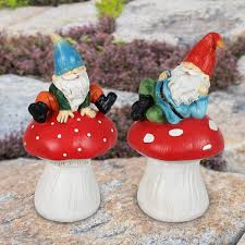 Get it as soon as mon, jul 12. Exhart Garden Gnomes Sitting On Mushroom Garden Statues Set Of Two Funny Gnome Garden Decorations Or Planter Decor Weather Resistant Hand Painted Gnome Statue For Home Or Garden 4 5 X4 X7 Buy