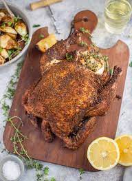 Remove chicken from the brine (if used) and pat dry. Pellet Grill Whole Chicken Roast Vindulge