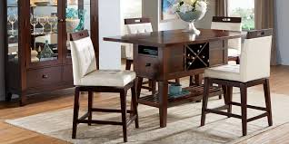 Julian Place Chocolate 5 Pc Counter Height Dining Room With Vanilla Stools In 2020 Pub Table And Chairs Table And Chair Sets Dining Room Sets