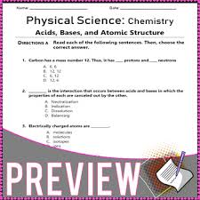 Studying atomic structure is truly amazing. Physical Science Chemistry Properties Elements Bases Worksheets Grade 7
