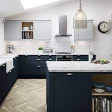 Find pantry cabinets at wayfair. Dunham Midnight Kitchen Black Appliances Kitchen Blue Shaker Kitchen Dark Blue Kitchen Cabinets