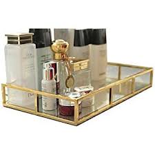 Amazon Com Beautify Mirrored Vanity Tray For Dresser Jewelry And Perfume Tray Two Tier Trays With Champagne Gol Perfume Tray Vanity Tray Makeup Organization