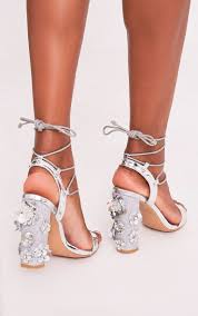 Check spelling or type a new query. Evy Silver Embellished Block Heeled Sandals Shoes Heels Prom Prom Heels Heels