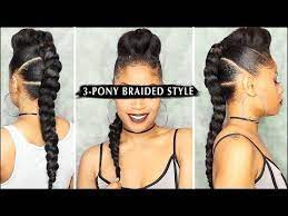 17 Edgy 3 Pony Braided Style Tutorial Youtube Natural Hair Styles Braid Styles Hair Tutorial