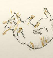 With the fold facing the center, draw a curved line for the top of the cat's head. Cat Falling In Four Poses Woodblock Print Ukiyo E Heroes