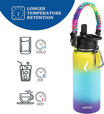 AMITER One Gallon Water Bottle with Wide Mouth Straw Lid ＆ Handle (22oz，  32oz， 40oz， 64oz， 128oz)， Vacuum 18/8 Insulated Stainless Steel Flask Th  純正買取 www.themagazine.ca