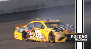 Kyle busch, driver of the #18 m&m's caramel toyota, practices for the monster energy nascar cup series overton's 400 at pocono kyle busch won his first race of the season at pocono raceway on sunday, but the win will still likely set his crew back $10,000. Kyle Busch Ryan Blaney Tangle At Pocono Nascar En Espanol