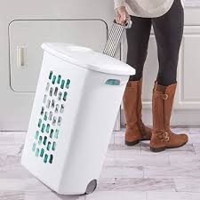 Check spelling or type a new query. Amazon Com Sterilite 12228003 Ultra Wheeled Hamper White Lid Base W Plastic Handle Wheels 3 Pack Home Kitchen