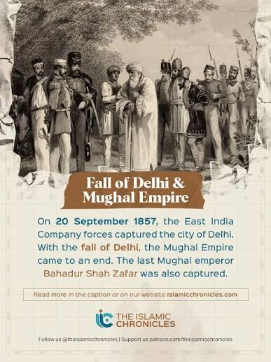 India's First War of Independence thus came to a bloody end in Delhi. With an 81-year-old Mughal ruler of Delhi, Bahadur Shah Zafar, as their leader, the freedom fighters fought together against