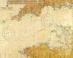 English Channel Vintage Maritime Chart 1