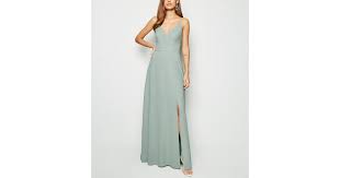Light Green Crochet Back Side Split Maxi Dress New Look