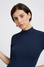 Sale blue mock neck top Online Black Friday