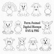 Download Farm Animal Digital Stamps Farm Animal Svg Farm Animal Clip Etsy Digital Stamps Animal Outline Digital Sticker