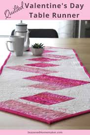 Learn How To Make A Valentine S Day Quilted Table Runner Valentine Table Runner Table Runners Quilted Table Runners