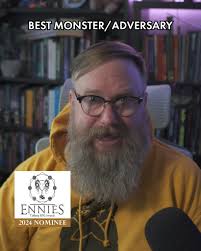 I've been nominated for an ENNIE for Best Monster/Adversary for Runecairn  Bestiary! Voting is now open so please drop me a vote if you like my  monsters! , Also nominated are Den Unge Herr Holm, Felipe ...