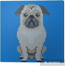 Knitted pug pattern pug dog knitting pattern. Vector Knitted Dog Pattern Pug Dog On Blue Background Illustration For Sweater Pullover Slip Over Wooly Bag Satchel Carrier Bag Canvas Print Pixers We Live To Change
