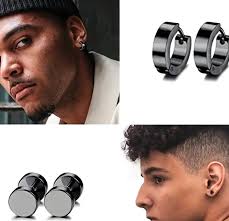 Men's Bar Bell Stainless Steel earrings.
