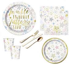 Gender Neutral Baby Shower Birthday Party Supplies Twinkle Twinkle Little Star Large And Small Plates Napkins Cups And Premium Quality Gold Shiny Plasticwar Gender Neutral Baby Shower Neutral Baby