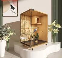 Factory OEM Tempered Glass Displaying Wooden Cabinet Parrot Pigeon Nest Box  Bird Villa House Luxury Large Breeding Bird Cage