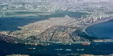 Aerial view of Karachi's industrial and port hub, AI generated