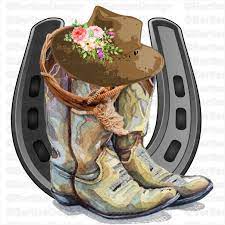Watercolor Cowboy Boots Sublimation Cowboy Hat Clip Art Horse Shoe Png Clip Art Digital File Clip Art Cowboy Art