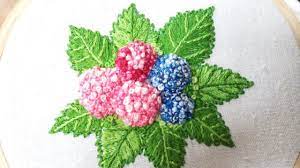 Hand Embroidery Of Hydrangea Flowers And Leaves Youtube Flower Embroidery Designs Hand Embroidery Embroidery Flowers