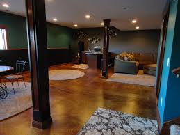 Concrete basement floors can be warm and inviting. Stained Concrete Basement Traditional Basement Indianapolis By Dancer Concrete Design Houzz
