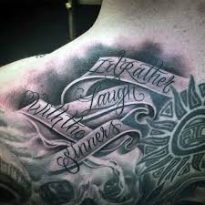 This tattoo symbolizes more than. Awesome 3d Grey Ink Banner And Sun Tattoo Design For Men Back Body Quotesbae