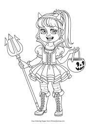 Baby mickey mouse characters coloring pages. Girl In Devil Costume Coloring Page Free Printable Pdf From Primarygames