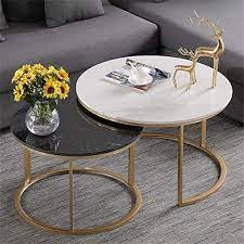 Opens in a new tab. Nesting Tables Set Of 2 Nordic Nesting Tables White Marble Coffee Table 2 Round Tea Table Easy Asse Coffee Table Living Room Table Cocktail Tables Living Room