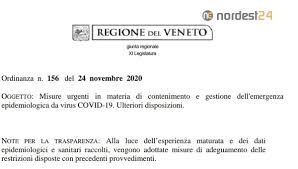 Coronavirus, multe per chi rifiuta tamponi e ricoveri: Zaia Ha Firmato La Nuova Ordinanza Del 24 11 2020 Scarica Pdf Nordest24