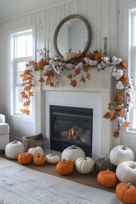 40 Farmhouse Fall Mantel Decor Ideas for a Warm and Inviting Fireplace