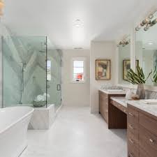 Although surrounded by contemporary decor, a round mirror covered with reclaimed twigs pulls the entire organic look together. 75 Beautiful Coastal Bathroom Pictures Ideas July 2021 Houzz