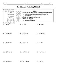 Linear and quadratic equations, inequalities featuring. Holt Algebra 8 6 Choosing A Factoring Method Worksheet Doc Pdf