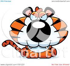 Clipart Cute Evil Tiger - Royalty Free Vector Illustration by Cory Thoman  #1091231