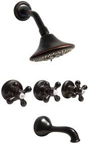 Oil Rubbed Bronze 3 Handles Combination Bathroom Tub Shower Diverter Faucet Oil Rubbed Bronze Bathroom Faucets Tub And Shower Faucets Bronze Bathroom Faucets