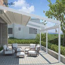 Outdoor Wind Resistance Waterproof Aluminium Pvc Retractable Awning Roof With Le Outdoor Pergola Aluminum Pergola Patio