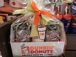 3 Lbs Of Coffee In A Cute Gift Basket From Dunkin Donuts Are On Sale At Meadow Glen Mall For 19 99 Raffle Basket Raffle Baskets Fundraiser Baskets