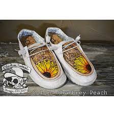 Step into comfort with lightweight and cute shoes perfect for everyday wear, whether you're walking on campus or shopping at the store! Womens Sunflower Hey Dude Shoes Chickentamale Designs