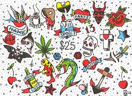 Manley Tattoos Pork Chop Flash Tattoo Flash Sheet Traditional Tattoo Old School Traditional Style Tattoo