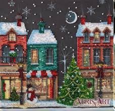 Christmas Street Diy Bead Embroidery Kit Winter Holiday Town Etsy In 2021 Diy Bead Embroidery Diy Embroidery Kit Needlepoint Kits