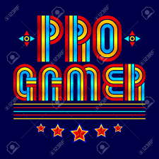 Pro Gamer, Profesyonel Video Oyun Vektör Mühür Yazısı - Seksenler Video  Oyunları Tarzı Royalty Free SVG, Klipartlar, Vektör Çizimler ve Stok Çizim.  Image 56814380