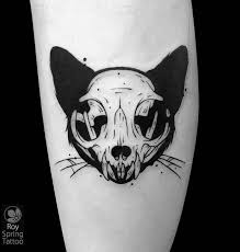 Black And White Feminine Black And White Sugar Skull Tattoo Pin By Whitley Grissom On Tattoo Ideas Animal Skull Tattoos Spooky Tattoos Cat Skull Tattoo