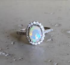 Halo Opal Engagement Ring Natural Opal Promise Ring Oval Etsy Engagement Rings Opal Opal Wedding Rings Opal Promise Ring
