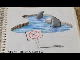 Drawing 3d Sharks On My Notebook 3d Anamorphic Drawing Time Lapse 3d Drawings 3d Art Drawing Easy Drawings
