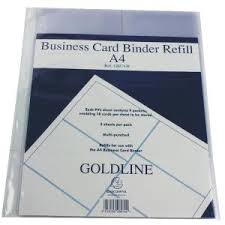 Avery business card binder pages, 2 x 3 1/2, 8 cards/sheet, 5 pages/pack. Goldline Business Card Binder Refill A4 Pack Of 5 Gbc9 R Gh06079