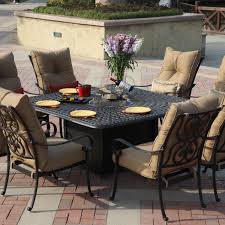 Darlee Santa Anita 9 Piece Cast Aluminum Patio Fire Pit Dining Set With Images Fire Pit Dining Set Outdoor Fire Pit Designs Outdoor Fire Pit