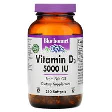 Bluebonnet Nutrition فيتامين د3 5000 وحدة دولية 250 كبسولة جيلاتينية مرنة Vitamins Vitamin D3 Fish Liver Oil