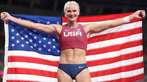 The ohio native writes 'dad' on the instep of her spikes and taps them prior. Wcej6keaotpq8m