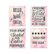 Pink wall art décor is perfect for any room and ship fast out of cincinnati, ohio. Set Of 4 8x10 Funny Bathroom Wall Art Pink Canvas Prints Ebay